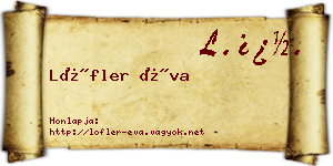 Löfler Éva névjegykártya